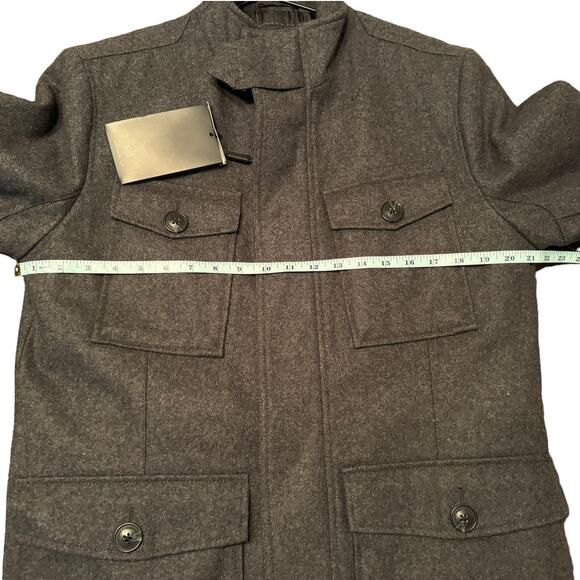 NWT Andrew Marc Dunbar Military Melton Wool Coat Charcoal Gray Small - Picture 10 of 15